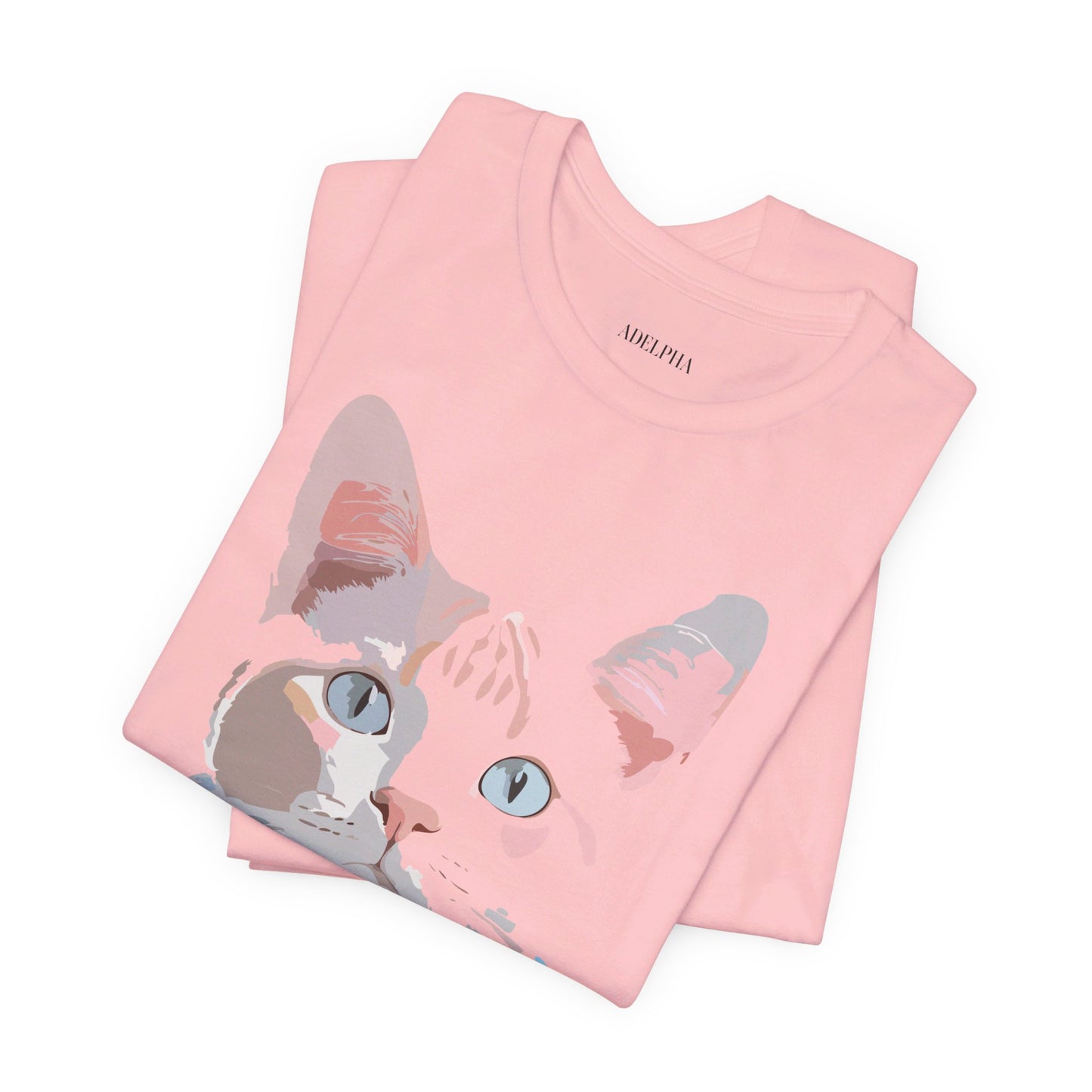 Natural Cotton Tee Shirt with Cat