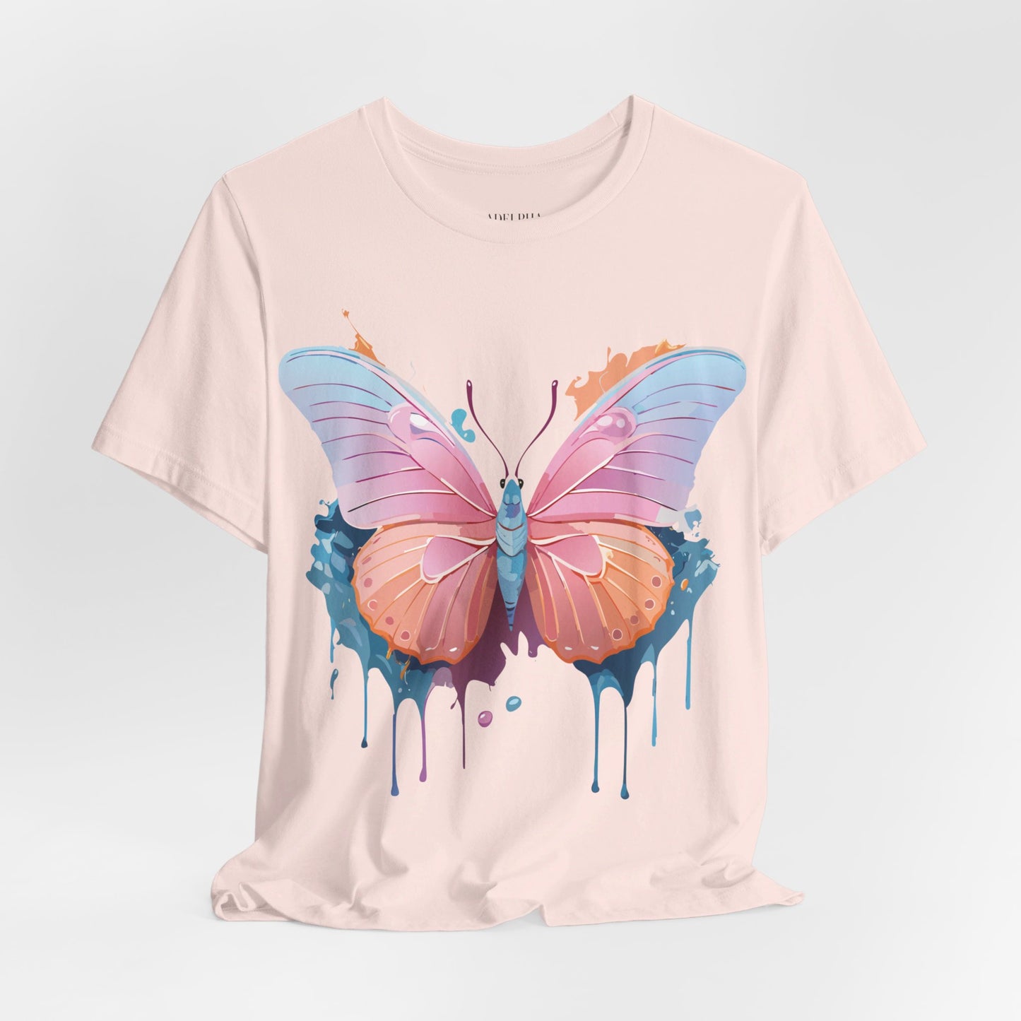 Natural Cotton Tee Shirt with Butterfly