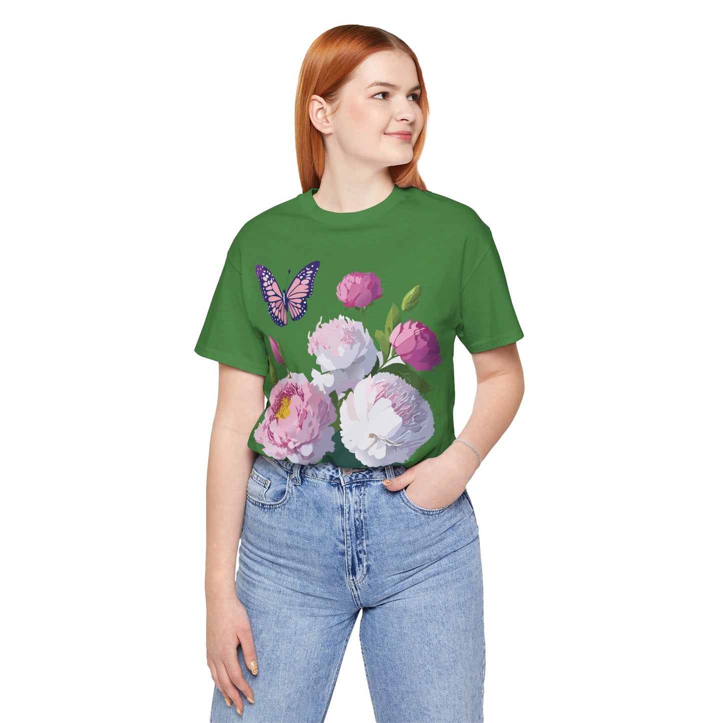 T-shirt en coton naturel avec fleurs