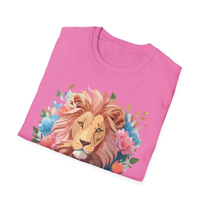 Lion Shirt Unisex Floral Lion Tee 100 Percent Cotton Softstyle Gildan 64000