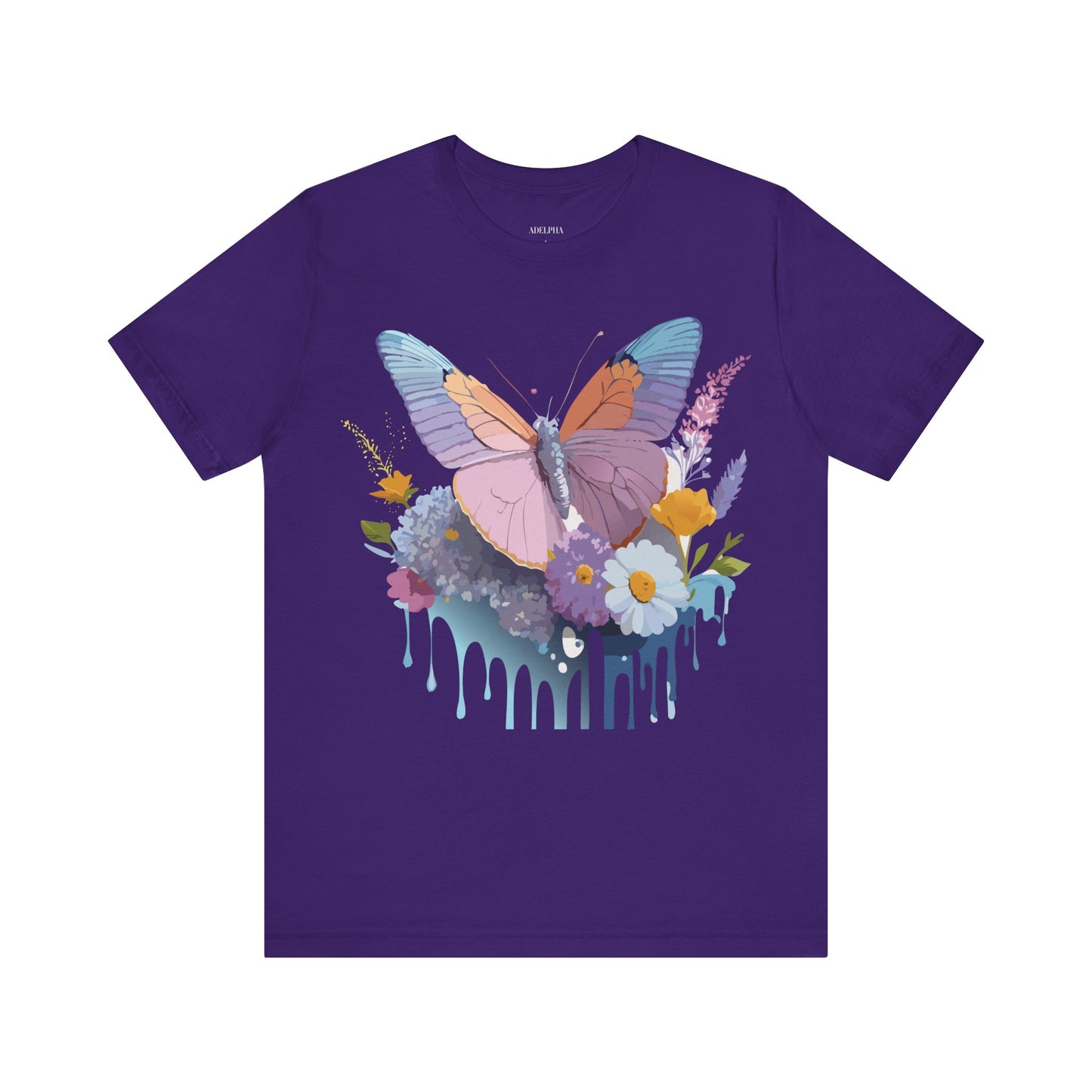 Natural Cotton Tee Shirt with Butterfly