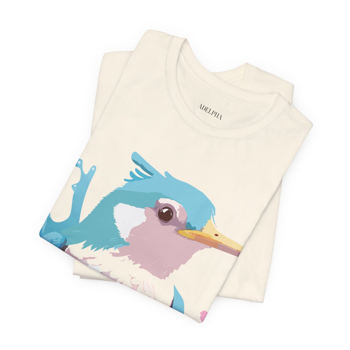 Natural Cotton Tee Shirt with Bird