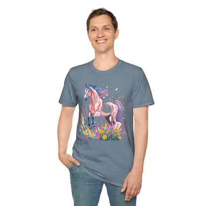 Horse Shirt Unisex Tee Animal Print Gildan Softstyle 64000 Ring Spun Cotton