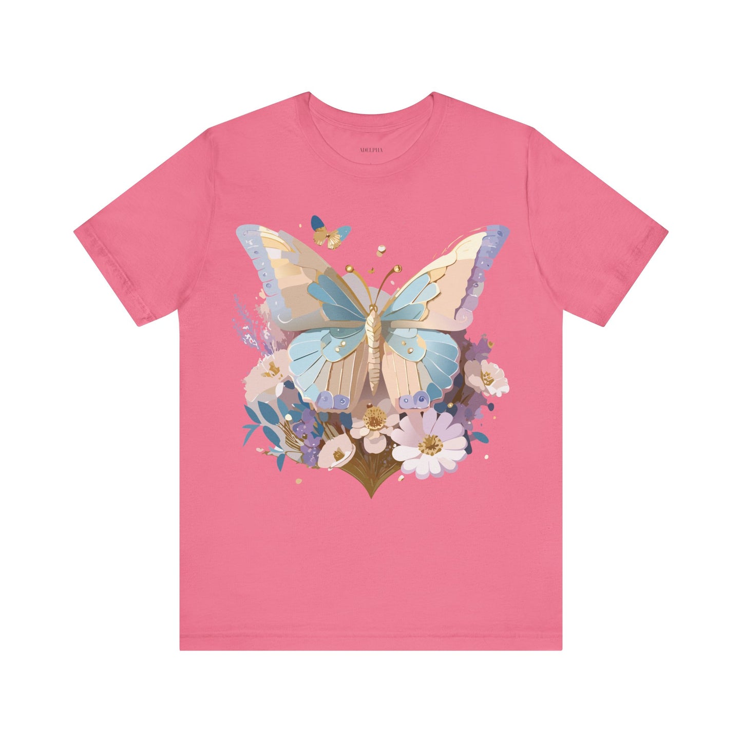 Natural Cotton Tee Shirt with Butterfly