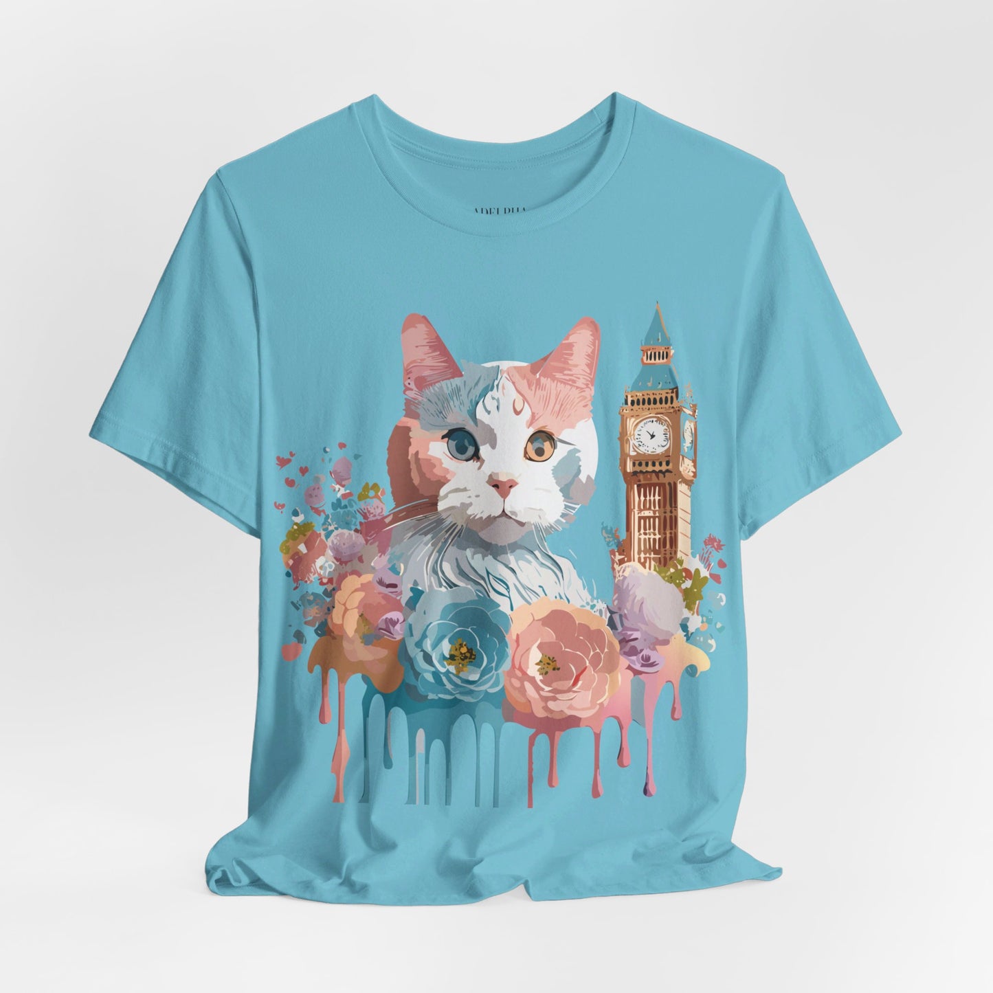 Natural Cotton Tee Shirt with Cat