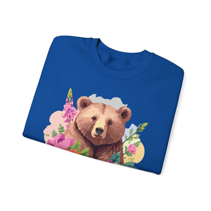 Unisex Floral Bear Sweatshirt With Art Design Animals Print Graphic