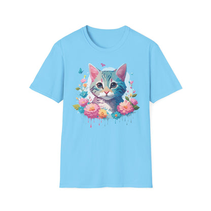Cat Shirt Unisex Tee Kitten Cat Tee Softstyle 100 Percent Cotton Gildan 64000