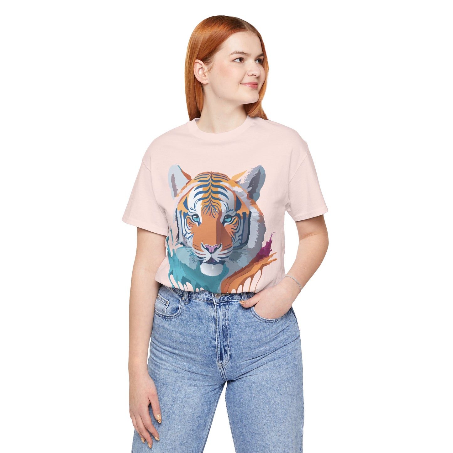 Natural Cotton Tee Shirt with Tiger