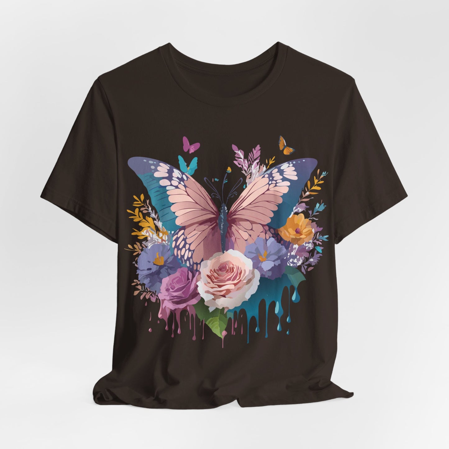 Natural Cotton Tee Shirt with Butterfly