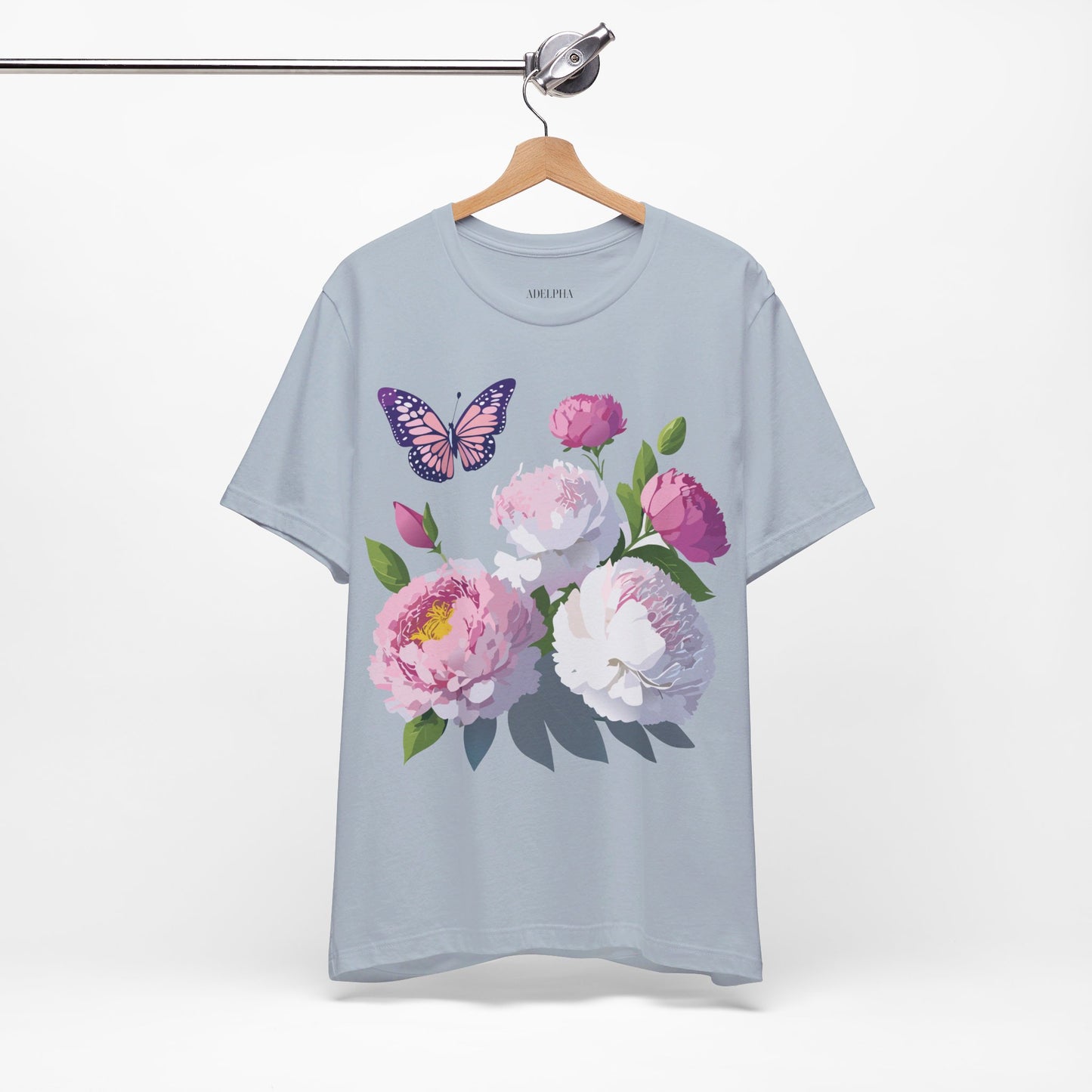 Natural Cotton Tee Shirt with Flowers