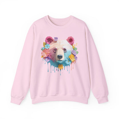 Unisex Floral Bear Sweatshirt Gildan 18000 Art Design Animals
