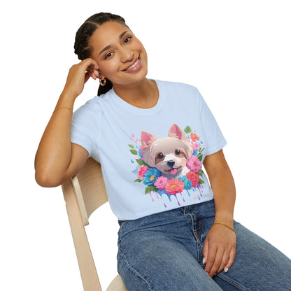 Unisex Gildan Softstyle Animal Print Dog Shirt Tee 100 Percent Cotton