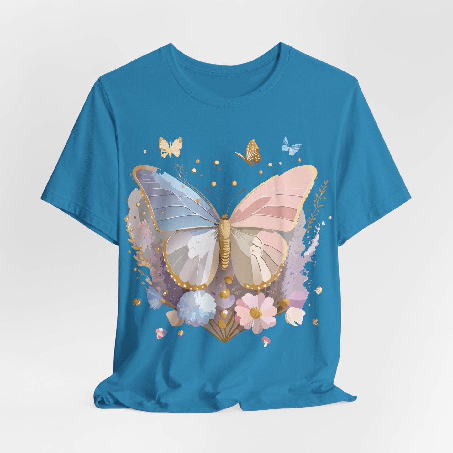 Natural Cotton Tee Shirt with Butterfly