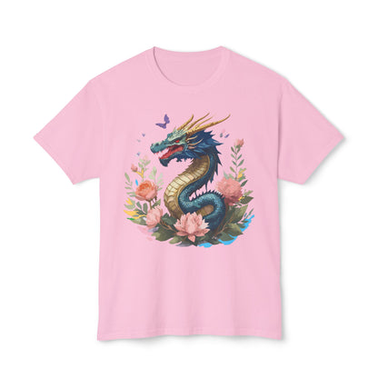 Unisex Dragon T Shirt With Art Print Floral Vintage Dragon Tee
