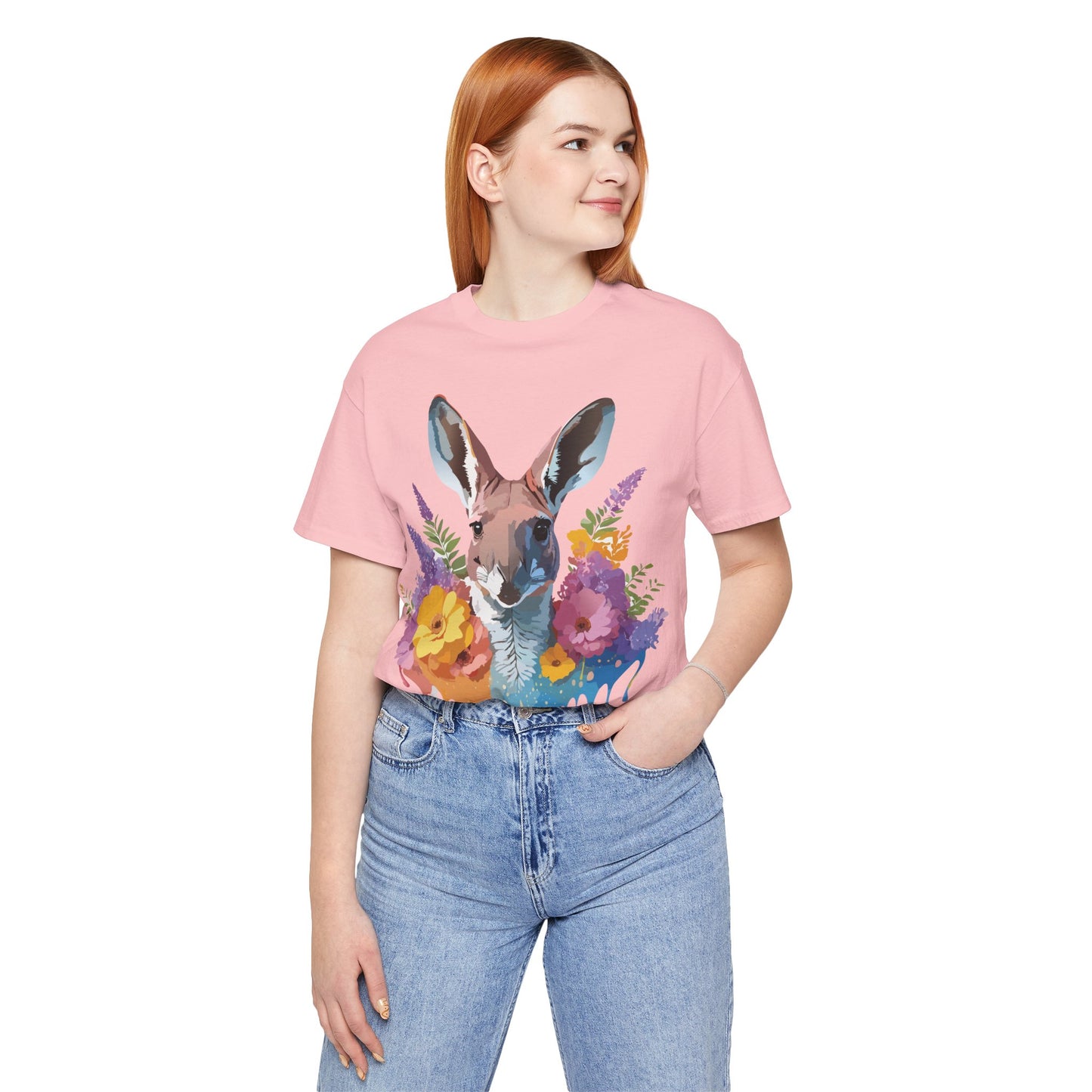 Natural Cotton Tee Shirt with Kangaroo