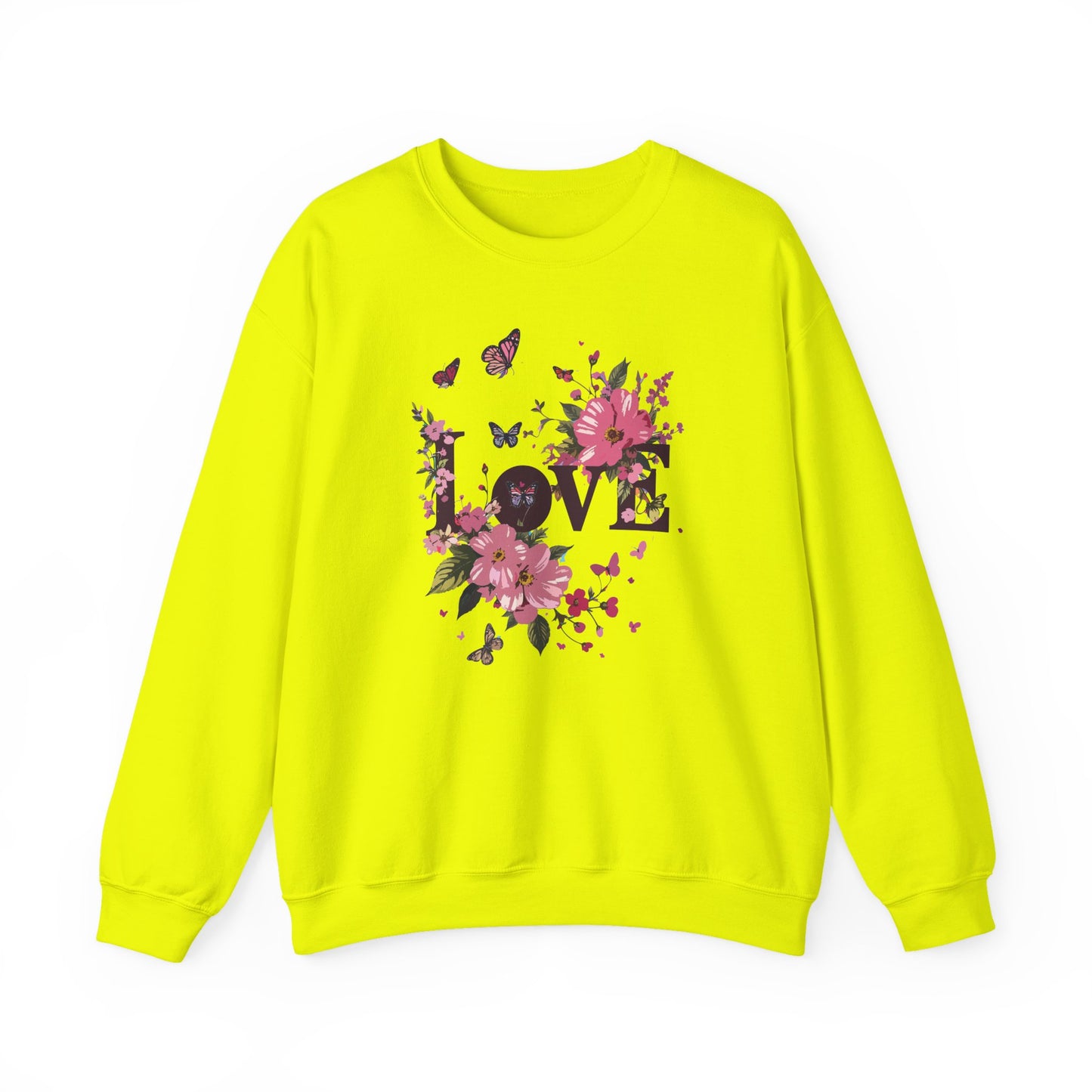 Unisex Floral Love Sweatshirt Fifty Fifty Cotton Poly Valentines Day Gift