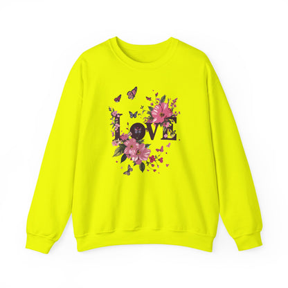 Unisex Floral Love Sweatshirt Fifty Fifty Cotton Poly Valentines Day Gift