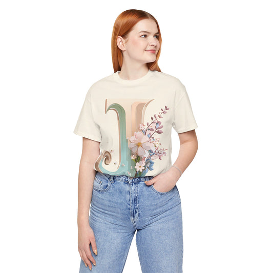 Natural Cotton Tee Shirt - Letters Collection - J Printify