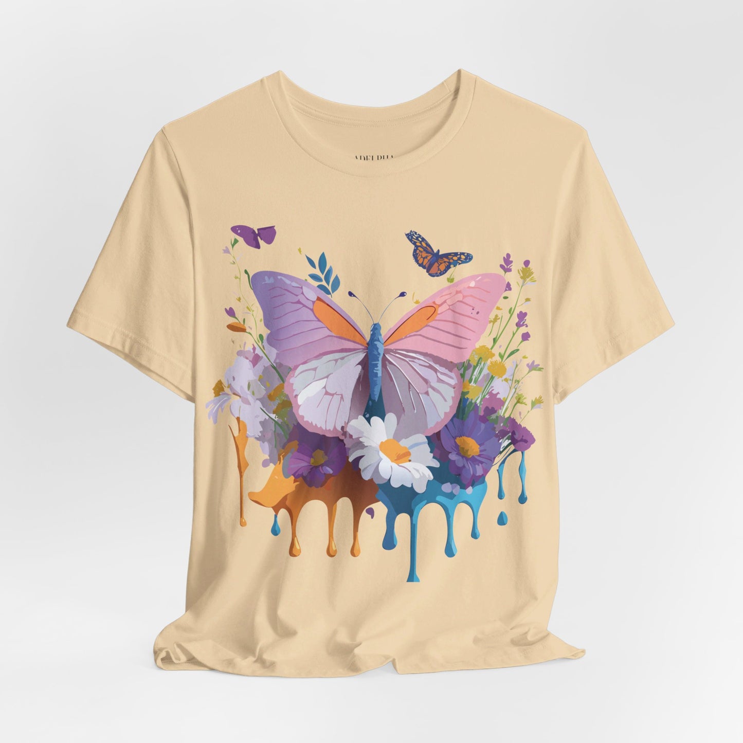 Natural Cotton Tee Shirt with Butterfly