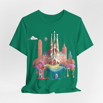 Natural Cotton Tee Shirt - Beautiful Places Collection - Barcelona Printify