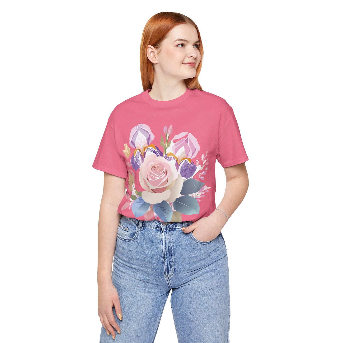 T-Shirt aus natürlicher Baumwolle mit Blumen