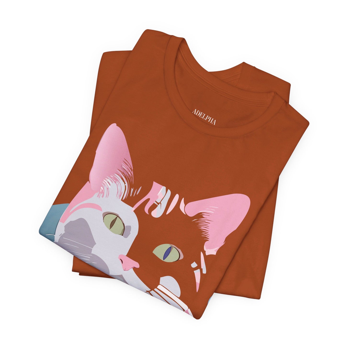 Natural Cotton Tee Shirt with Cat