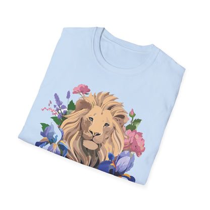 Unisex Softstyle Lion Shirt Floral Lion Tee Animal Print Graphic Tee