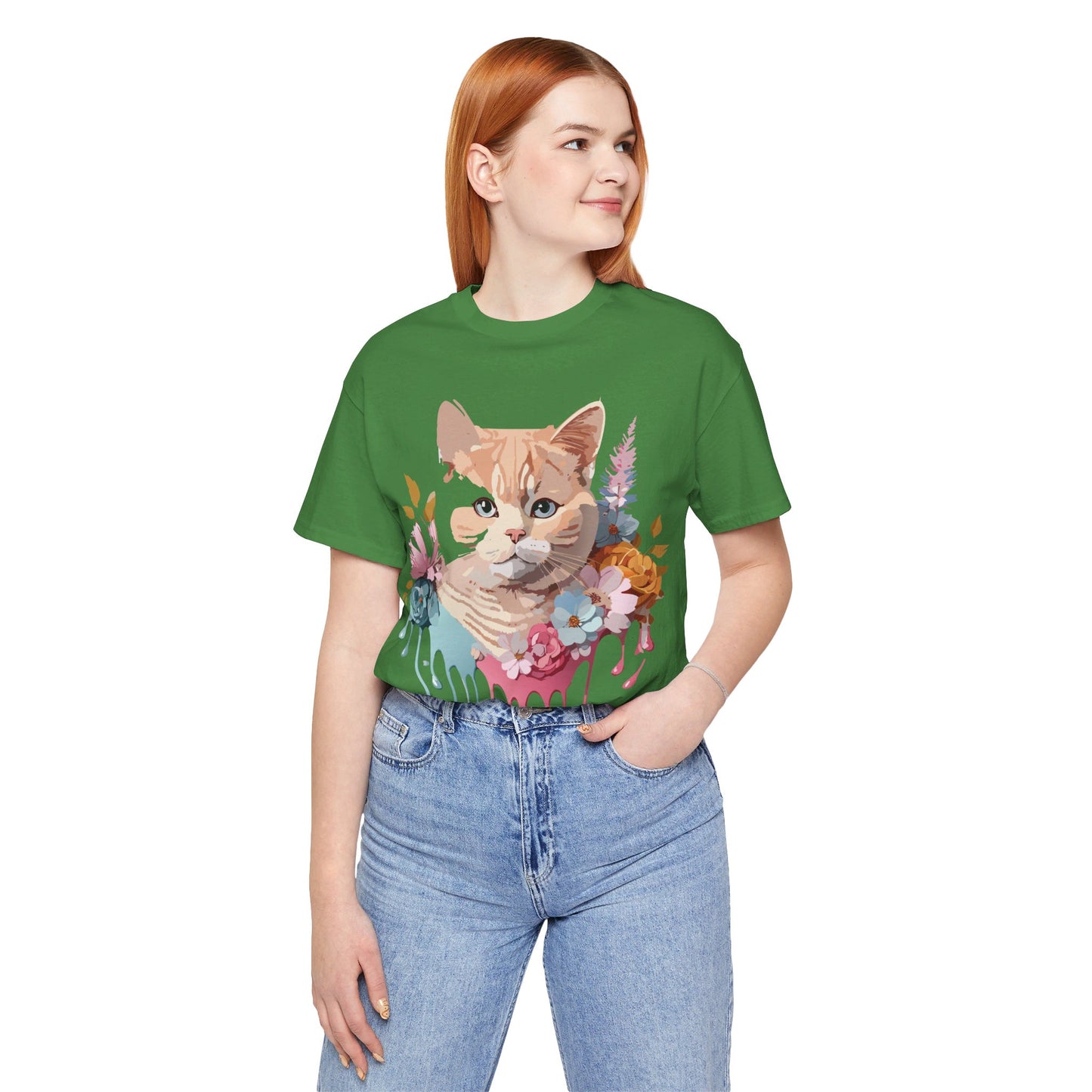 Natural Cotton Tee Shirt with Cat