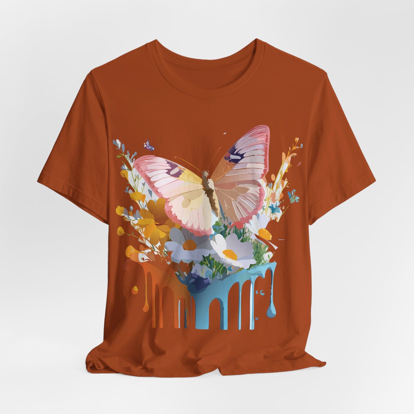 Natural Cotton Tee Shirt with Butterfly