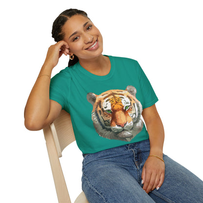 Tiger Print Shirt Unisex Animal Tee Gildan Softstyle 64000 Cotton Comfort