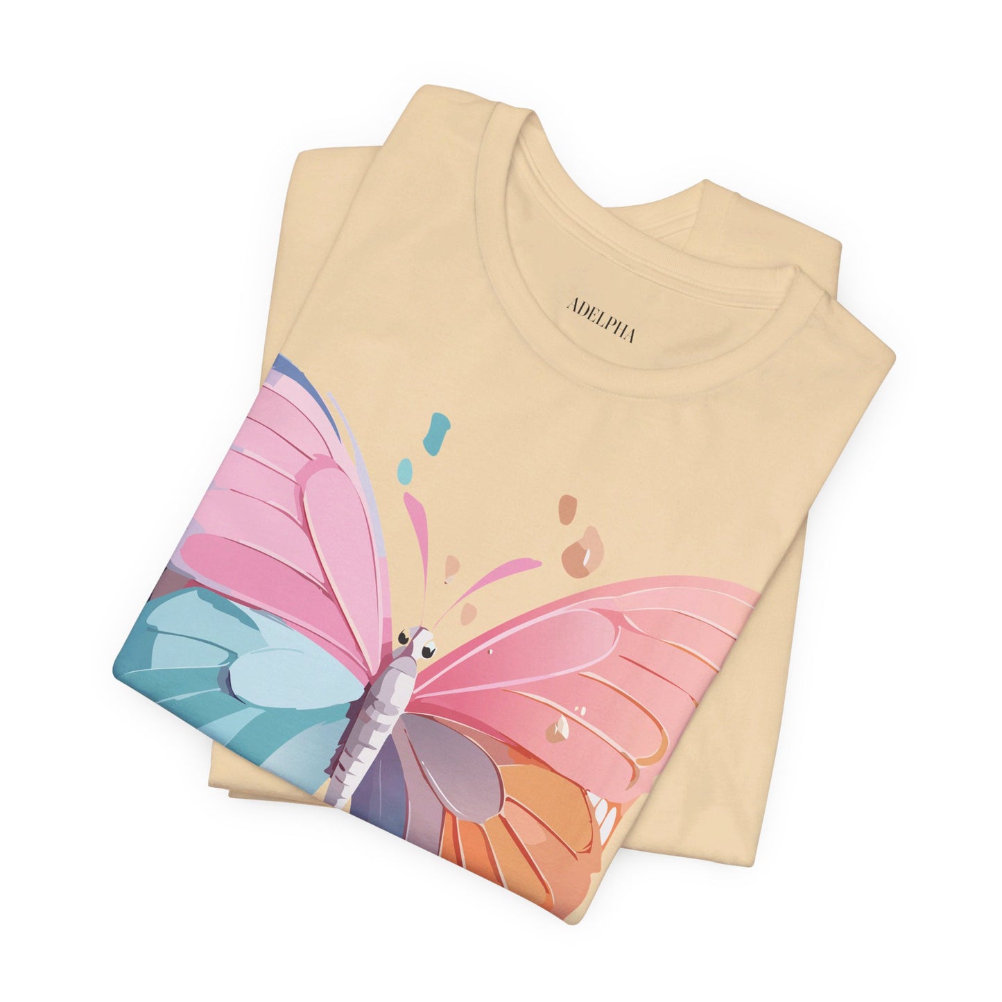 Natural Cotton Tee Shirt with Butterfly