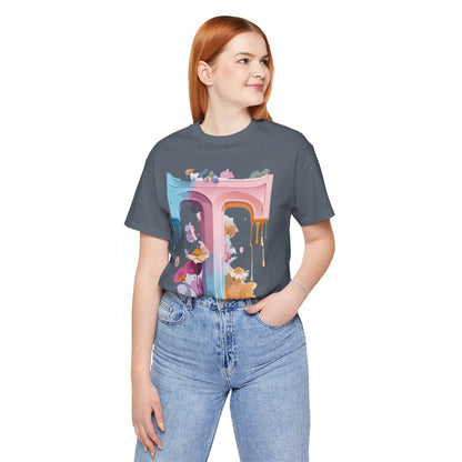 Natural Cotton Tee Shirt - Letters Collection - T Printify