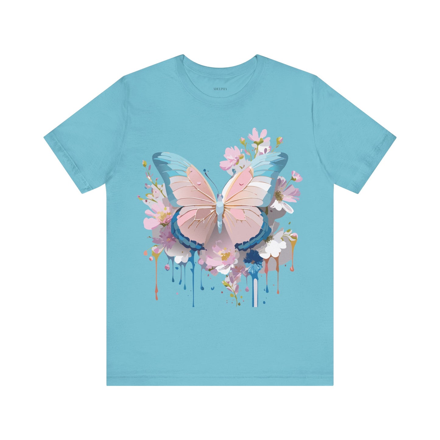 Natural Cotton Tee Shirt with Butterfly