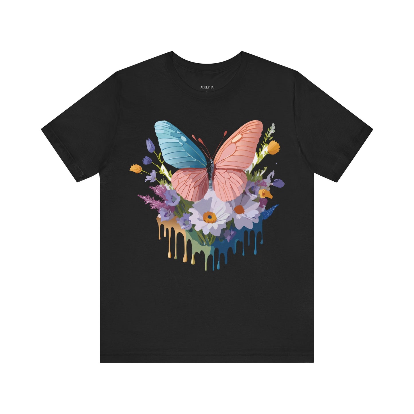 Natural Cotton Tee Shirt with Butterfly