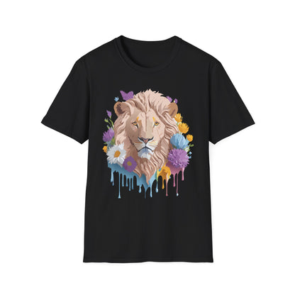 Lion Shirt Unisex Floral Lion Tee Gildan Softstyle 64000 Short Sleeve