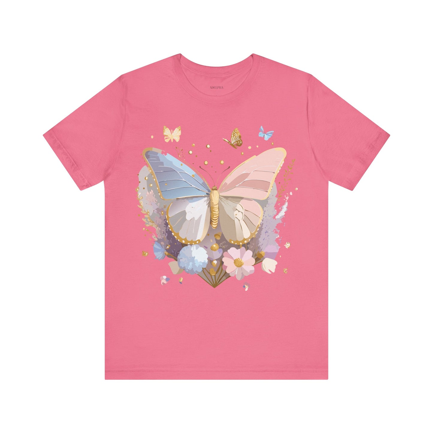 Natural Cotton Tee Shirt with Butterfly