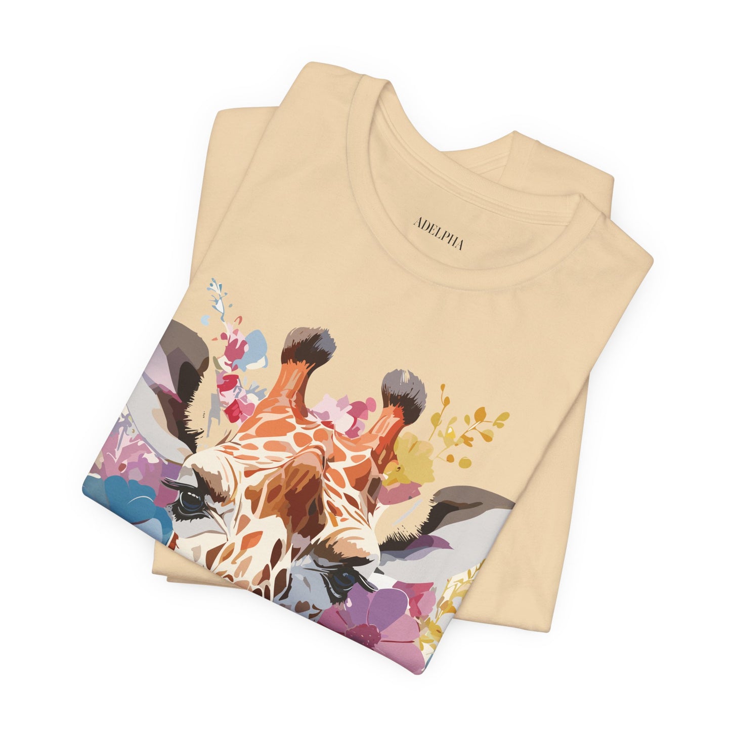 Natural Cotton Tee Shirt with Giraffe