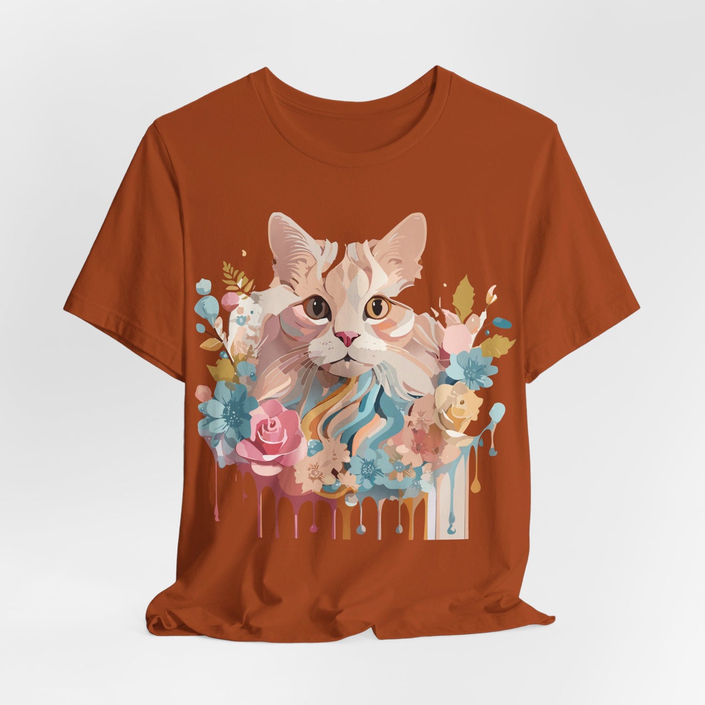 Natural Cotton Tee Shirt with Cat