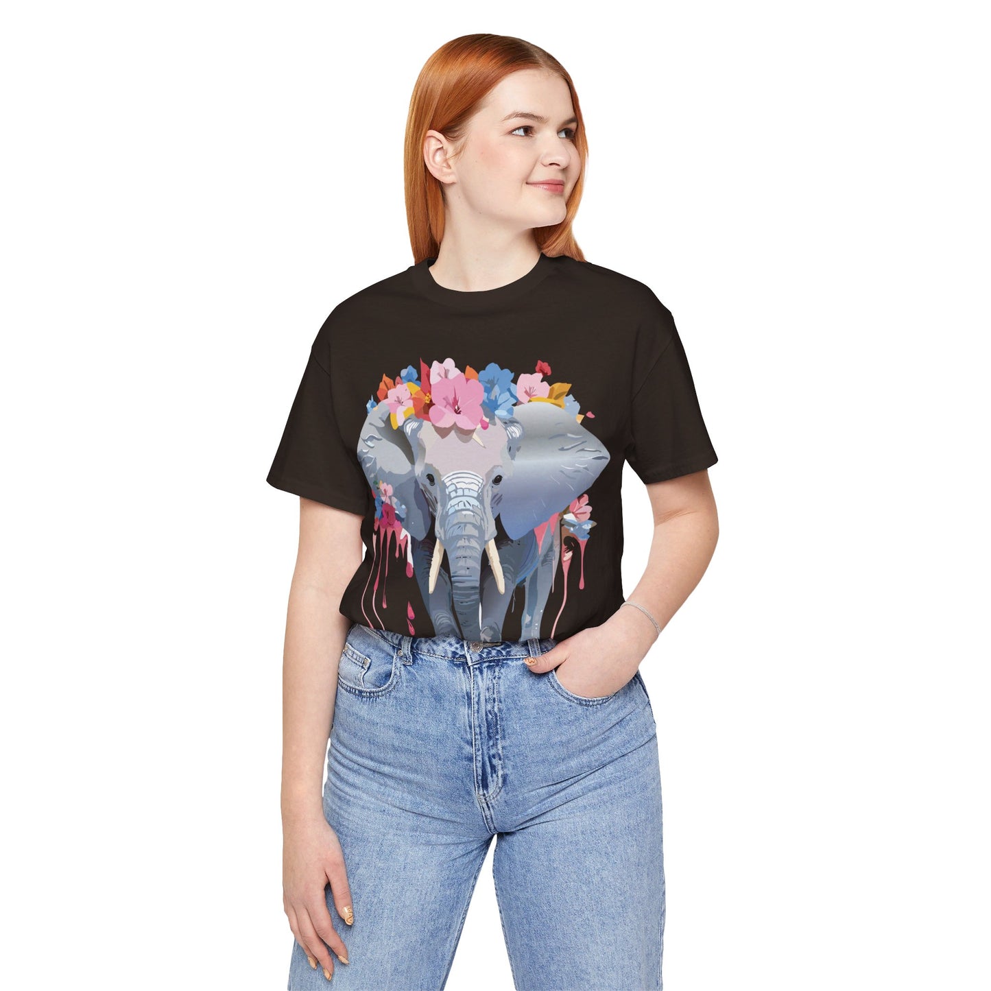 T-shirt en coton naturel avec motif éléphant