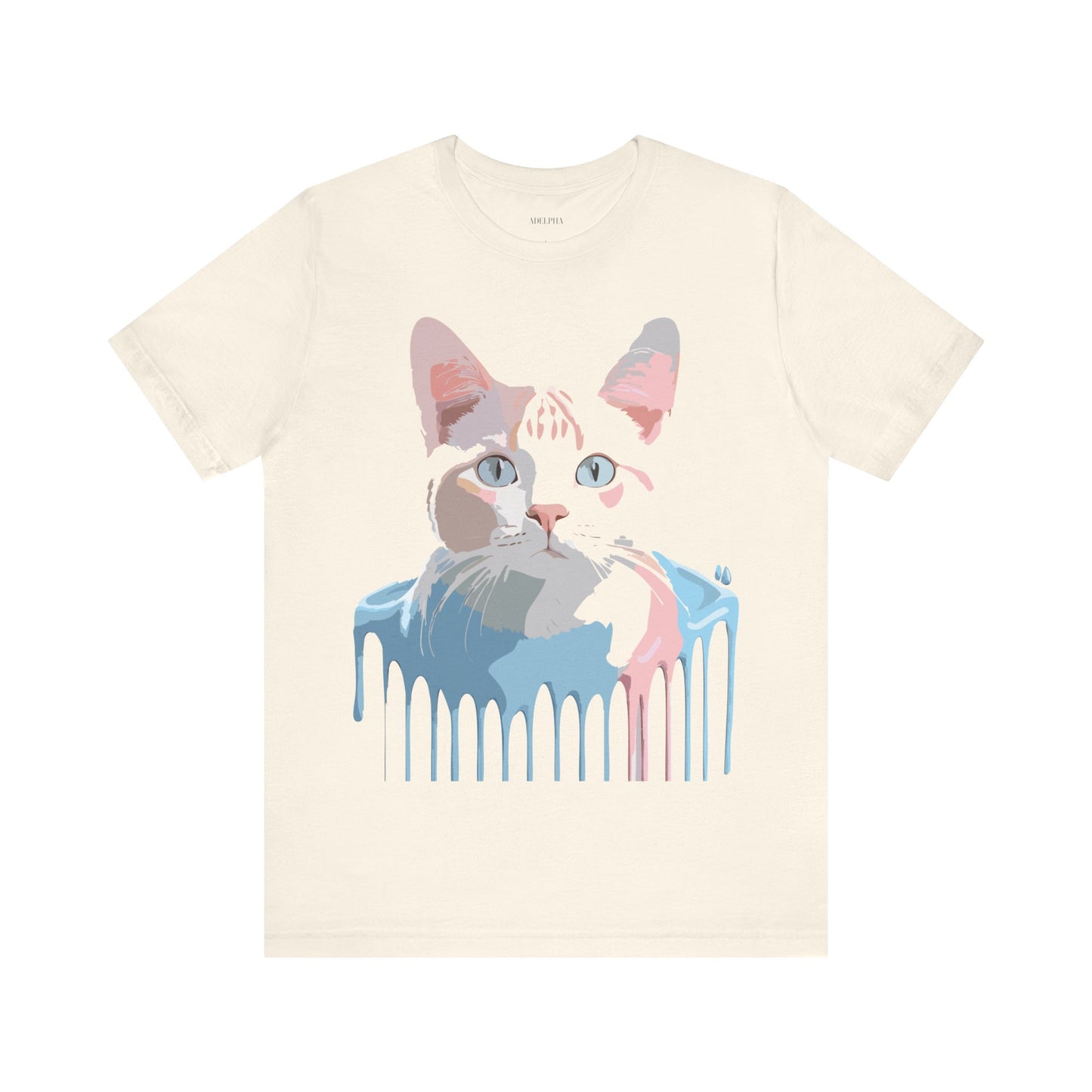 Natural Cotton Tee Shirt with Cat