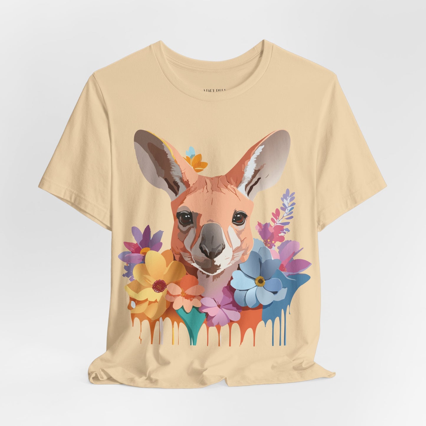 Natural Cotton Tee Shirt with Kangaroo