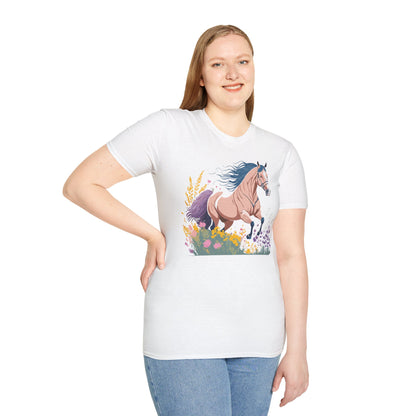 Unisex Horse Shirt With Animal Design Gildan Softstyle 64000 Tee