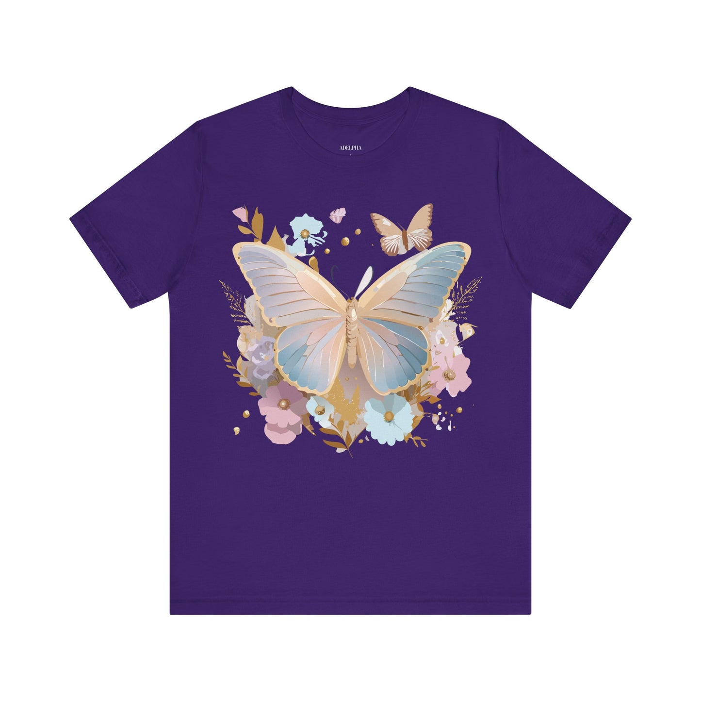 Natural Cotton Tee Shirt with Butterfly