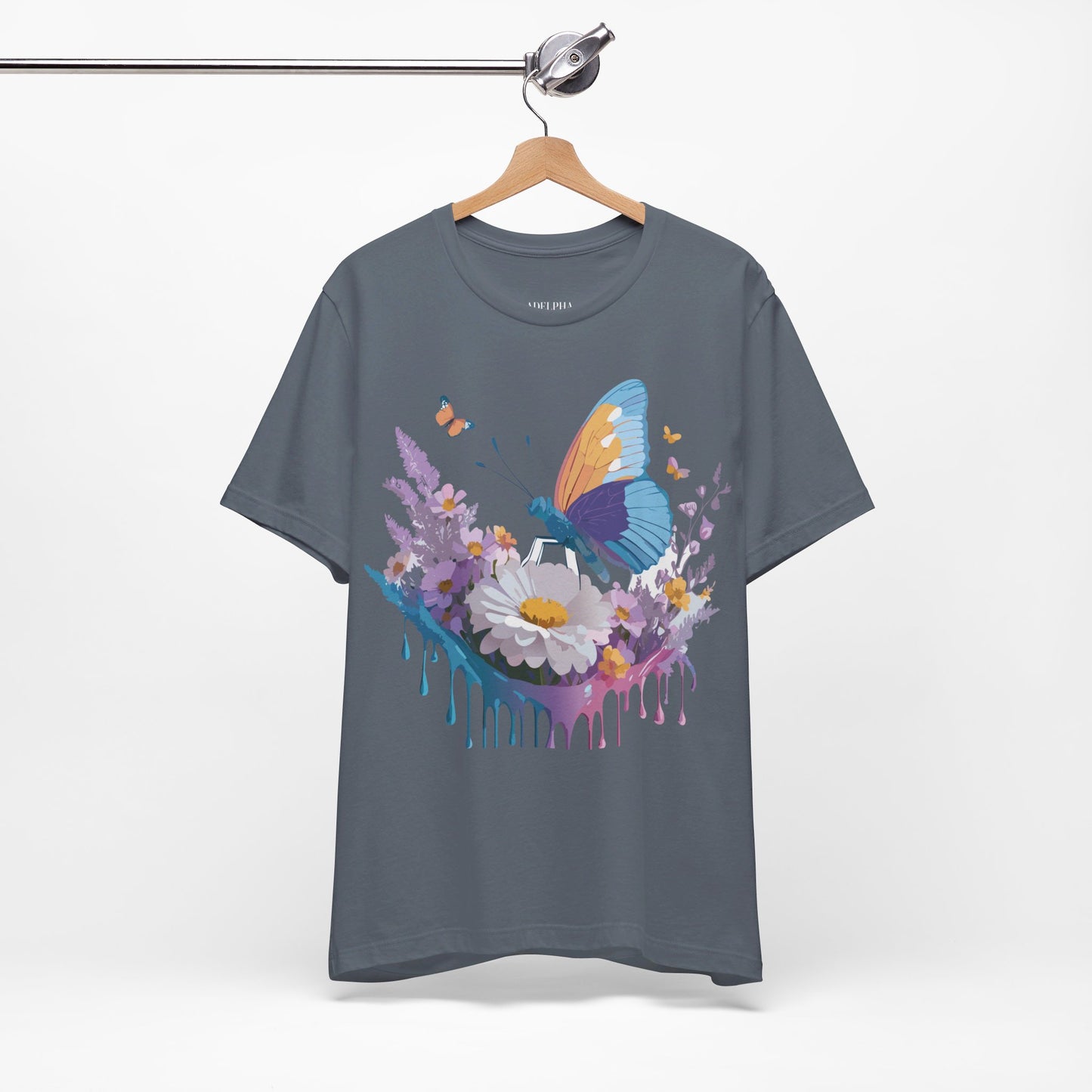 Natural Cotton Tee Shirt with Butterfly