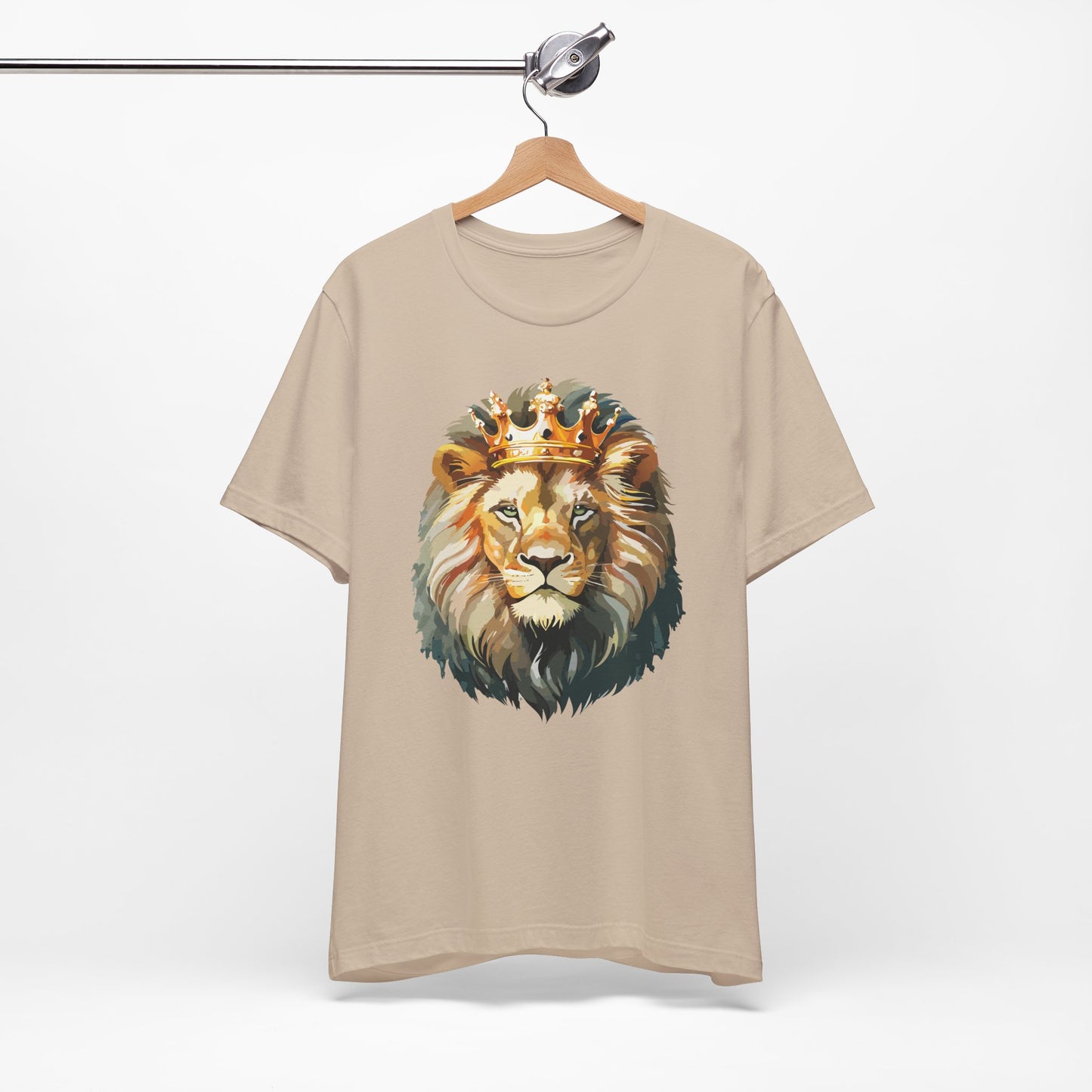 Lion with Crown Tee Unisex Cotton T-Shirt Regal King Lion Illustration, Wildlife Graphic Shirt - 1