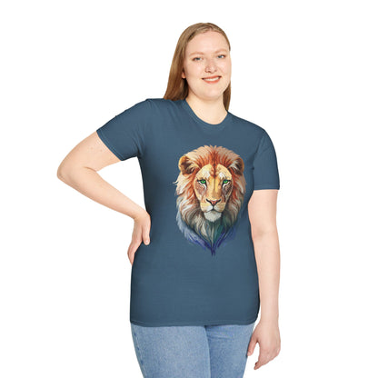 Gildan Softstyle Lion Shirt Unisex Floral Tee Animal Print Tee