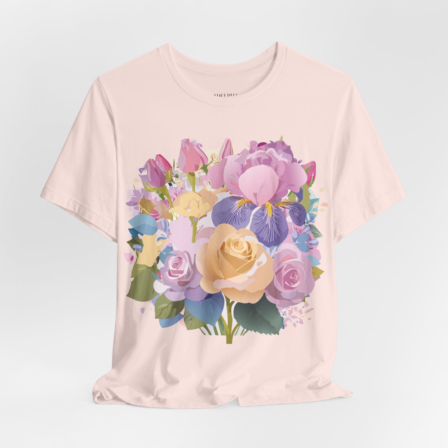 Natural Cotton Tee Shirt with Flowers