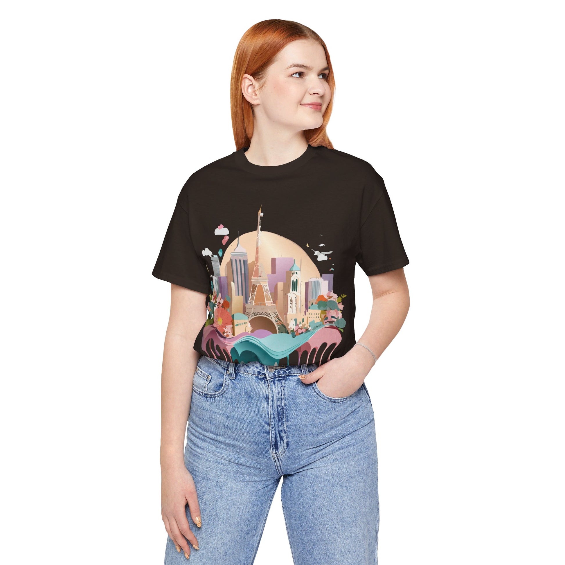 Natural Cotton Tee Shirt - Beautiful Places Collection - Paris Printify