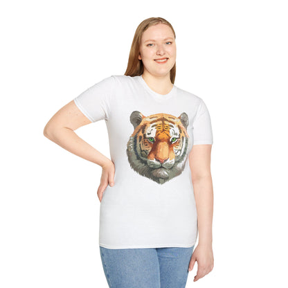 Tiger Print Shirt Unisex Animal Tee Gildan Softstyle 64000 Cotton Comfort
