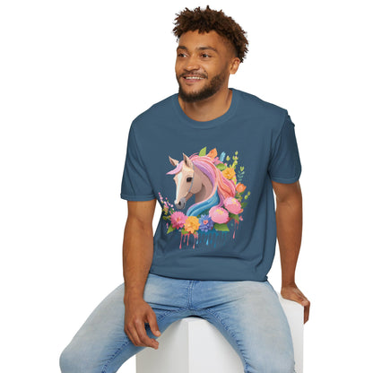 Unisex Horse Shirt Soft Cotton Tee With Animal Artwork Gildan Softstyle